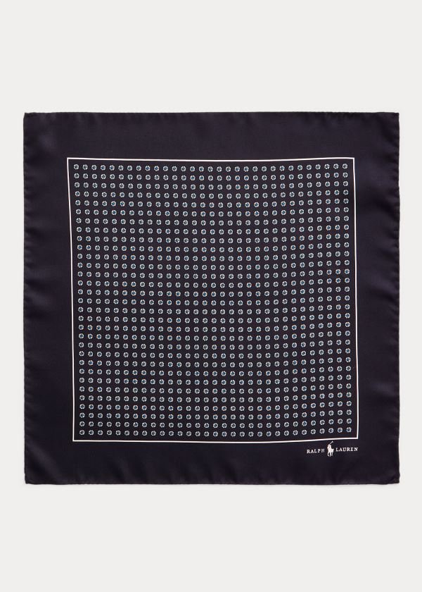 Ralph Lauren Neat Silk Pocket Square Tmavě Blankyt Blankyt | O4VydCMI