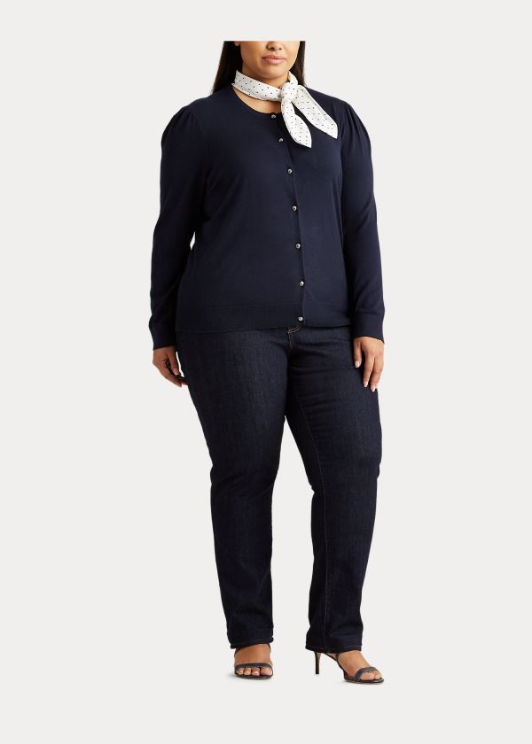 Ralph Lauren Neck-Scarf Bavlněné Cardigan Tmavě Blankyt | GzYzb8Uq