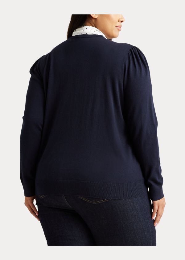 Ralph Lauren Neck-Scarf Bavlněné Cardigan Tmavě Blankyt | GzYzb8Uq
