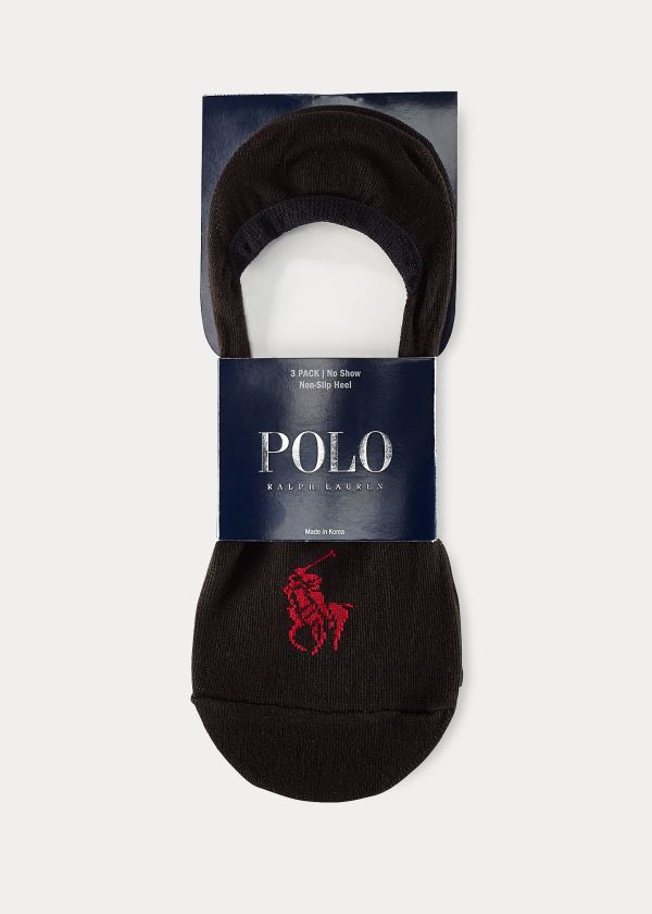 Ralph Lauren No-Show Liner Sock 3-Pack Černé | BKw3h1ZU