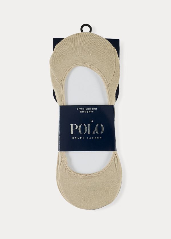 Ralph Lauren No-Show Šaty Sock Three-Pack Hnědožlutý | IhKEmzrM