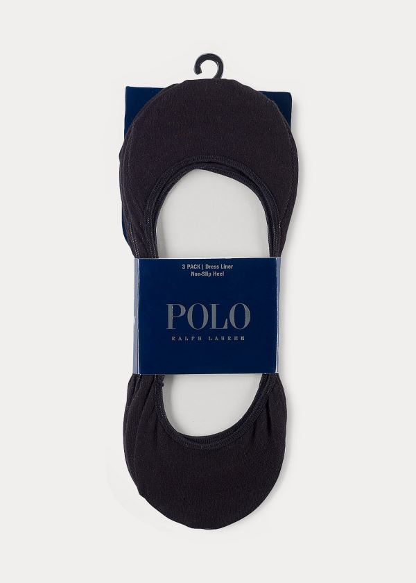 Ralph Lauren No-Show Šaty Sock Three-Pack Černé | XP5yva5s