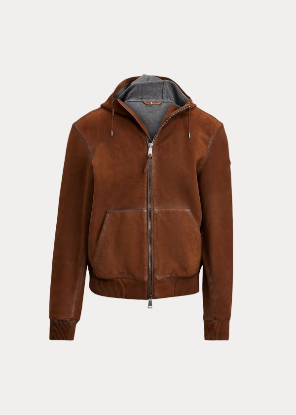 Ralph Lauren Nubuck Læder Hoodie Hnědé | cDenuiPg