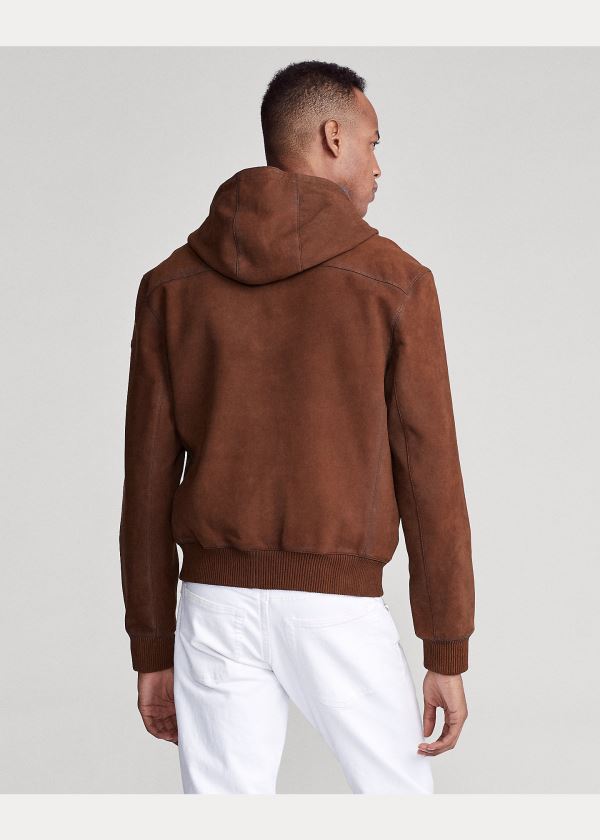 Ralph Lauren Nubuck Læder Hoodie Hnědé | cDenuiPg