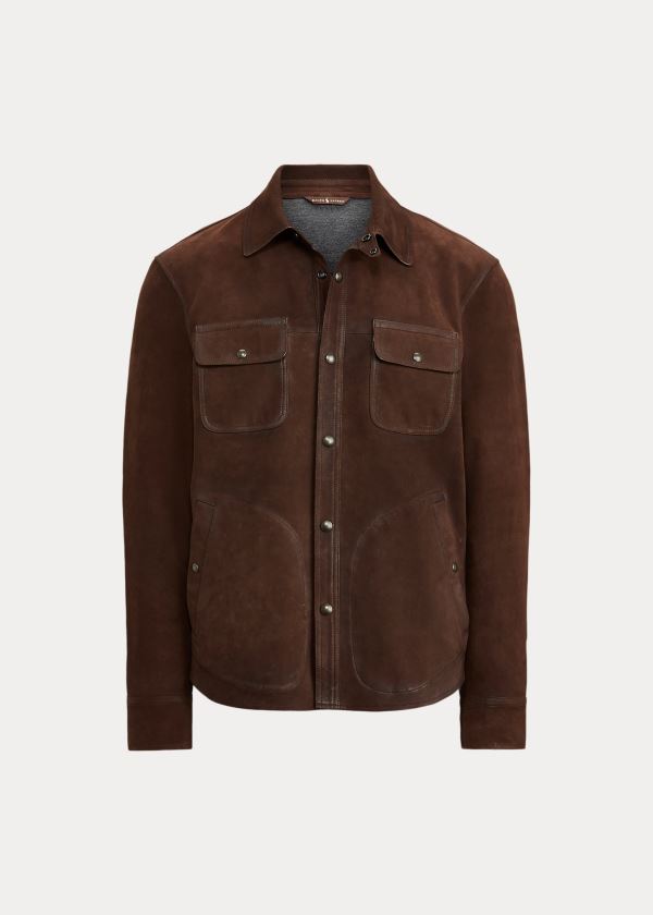 Ralph Lauren Nubuck Læder Shirt Jacket Hnědé | hM5NRm9B