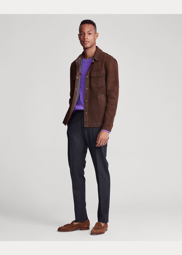 Ralph Lauren Nubuck Læder Shirt Jacket Hnědé | hM5NRm9B