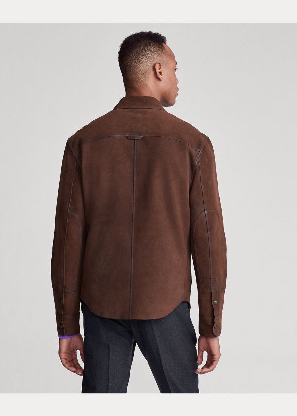 Ralph Lauren Nubuck Læder Shirt Jacket Hnědé | hM5NRm9B