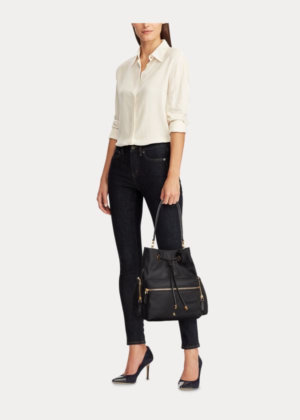 Ralph Lauren Nylon Debby Drawstring Bag Černé | 8y9MRDUi