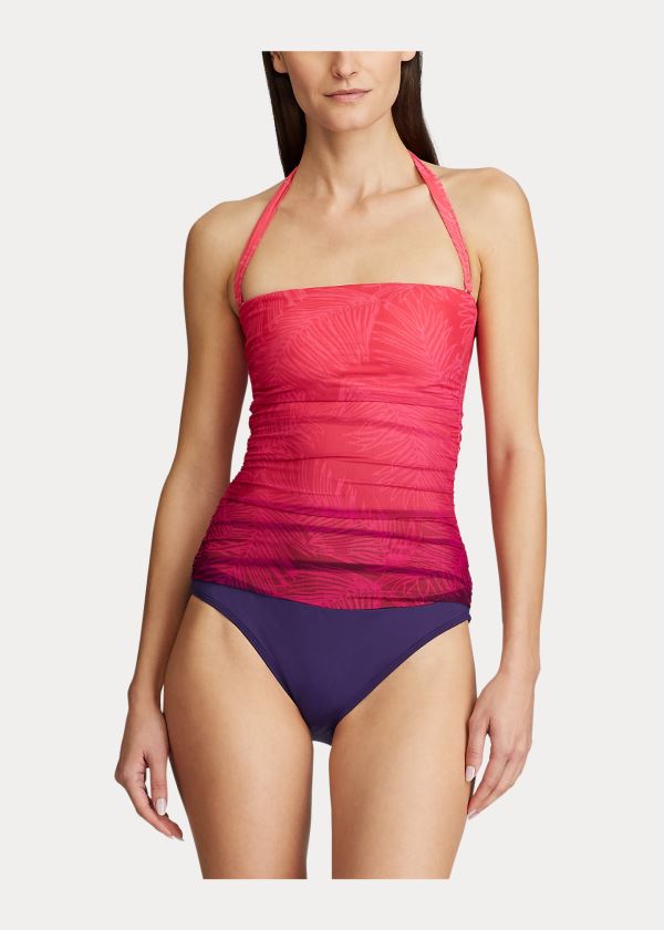 Ralph Lauren Ombré Bandeau One-Piece Růžové | P10kYUlD