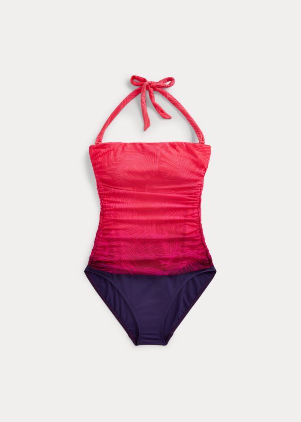 Ralph Lauren Ombré Bandeau One-Piece Růžové | P10kYUlD