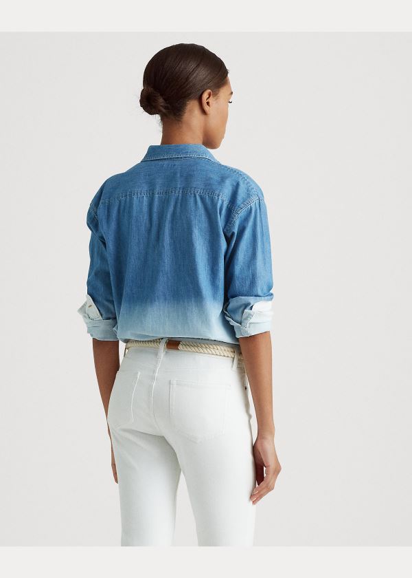 Ralph Lauren Ombré Denim Shirt Indigo Blankyt Světle Modré | BzMq3qke