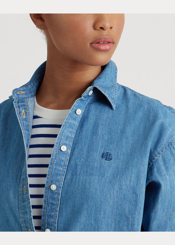 Ralph Lauren Ombré Denim Shirt Indigo Blankyt Světle Modré | BzMq3qke