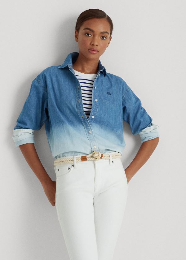 Ralph Lauren Ombré Denim Shirt Indigo Blankyt Světle Modré | BzMq3qke