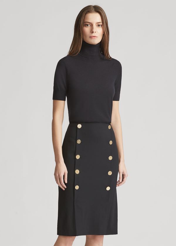 Ralph Lauren Ophelie Wool-Blend Skirt Černé | gEtEZWzP