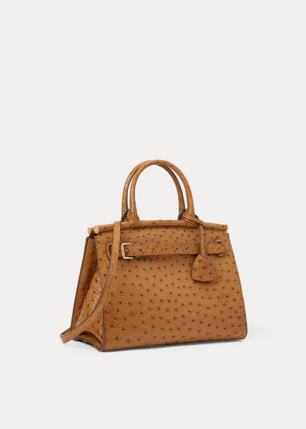 Ralph Lauren Ostrich Medium RL50 Handbag Hnědé | ui2cPild