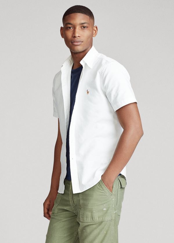 Ralph Lauren Oxford Krátké-Sleeve Shirt - All fits Bílé | zVGcVFEW