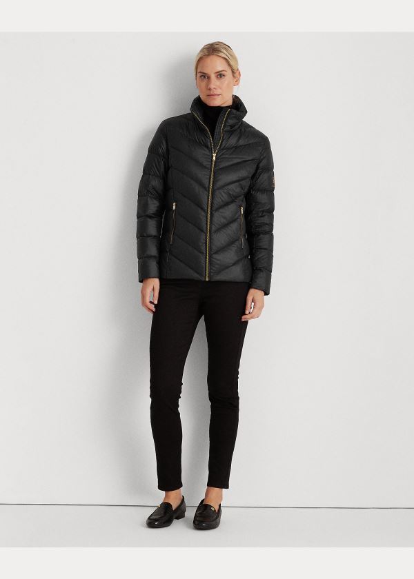 Ralph Lauren Packable Mockneck Coat Černé | V22s50QW