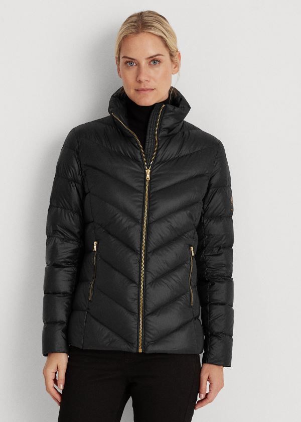 Ralph Lauren Packable Mockneck Coat Černé | V22s50QW