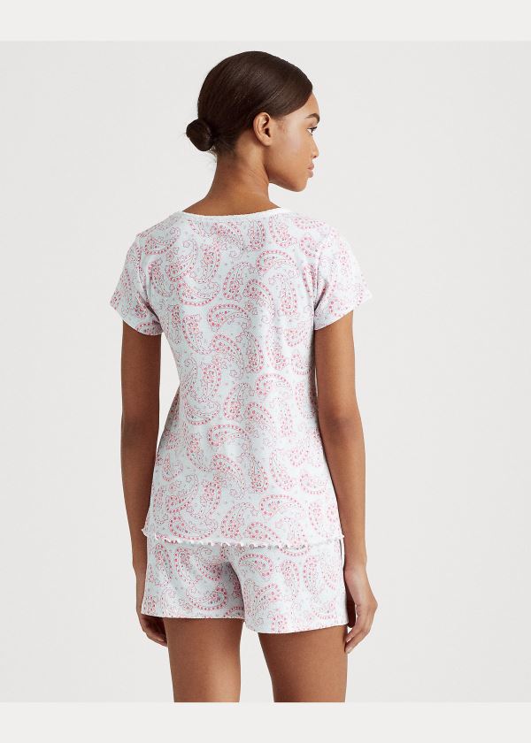 Ralph Lauren Paisley Boxerské Pajama Set Bílé Růžové | hXEyrE3l