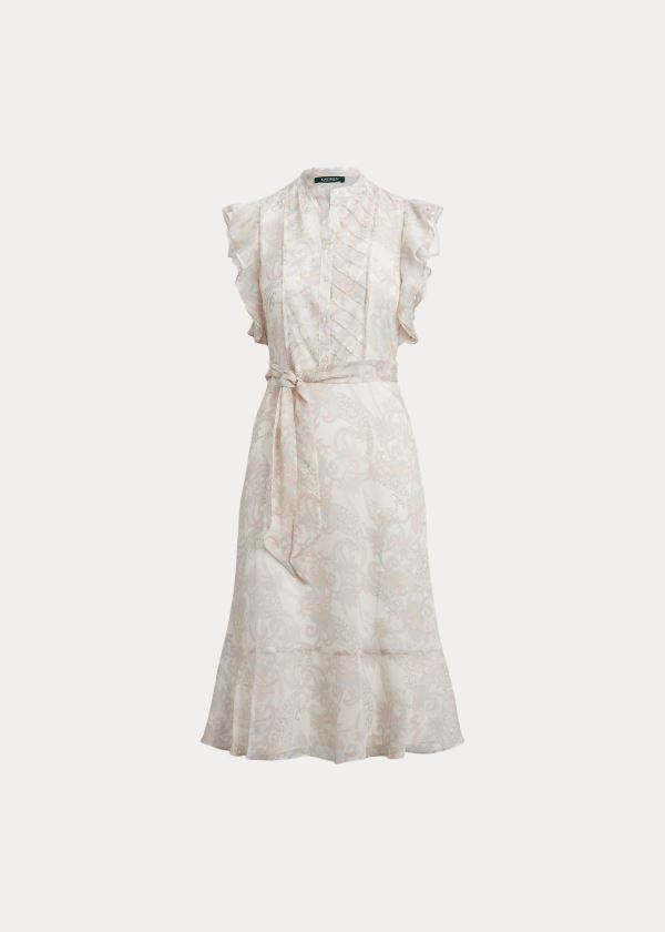 Ralph Lauren Paisley Georgette Šaty Krém Viacfarebný | DWPaJxCo