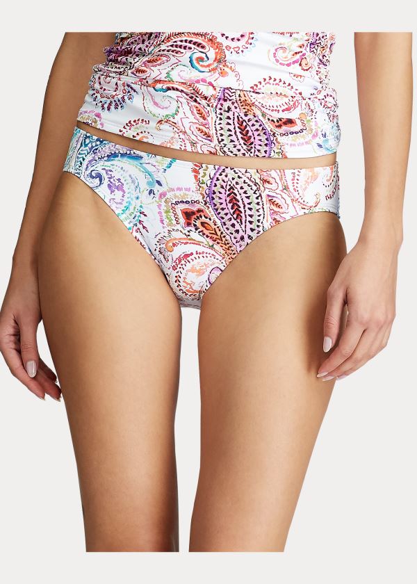 Ralph Lauren Paisley Hipster Bikiny Bottom Bílé | 6mDTScKe