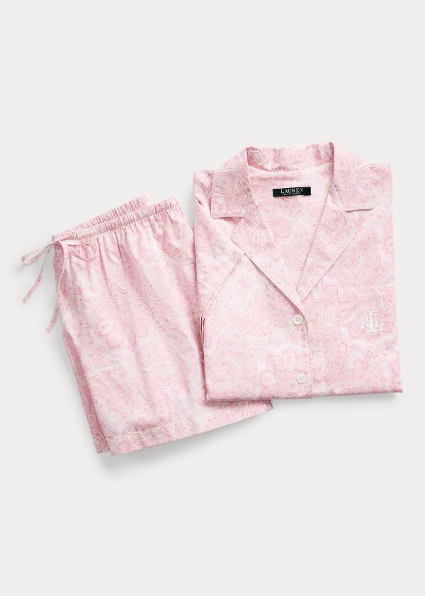 Ralph Lauren Paisley Modal Boxerské Pajama Set Bílé Růžové | gQHDTecl