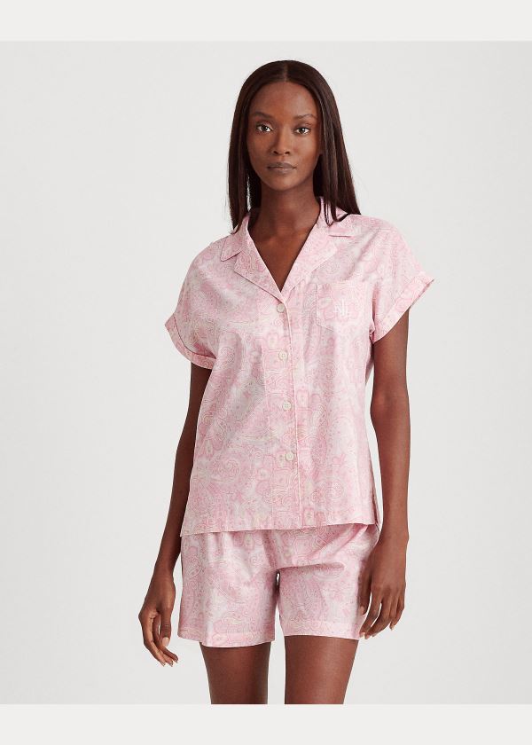 Ralph Lauren Paisley Modal Boxerské Pajama Set Bílé Růžové | gQHDTecl