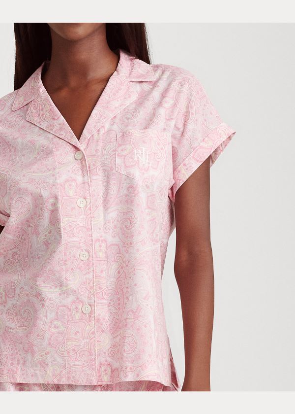 Ralph Lauren Paisley Modal Boxerské Pajama Set Bílé Růžové | gQHDTecl