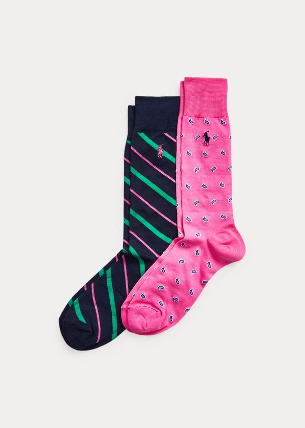 Ralph Lauren Paisley & Striped Sock 2-Pack Fialové | 4uFuIjBJ