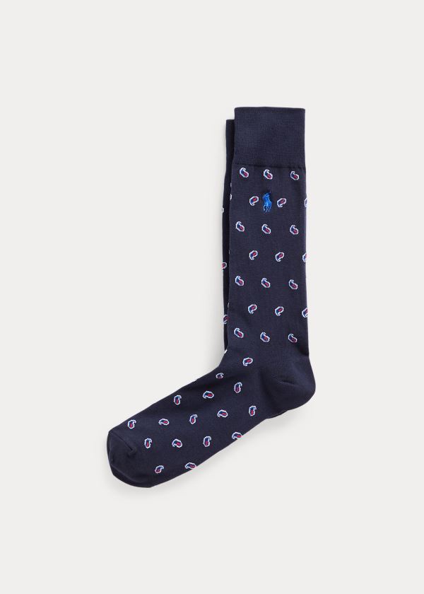 Ralph Lauren Paisley & Striped Sock 2-Pack Tmavě Blankyt | RiqkBbZf