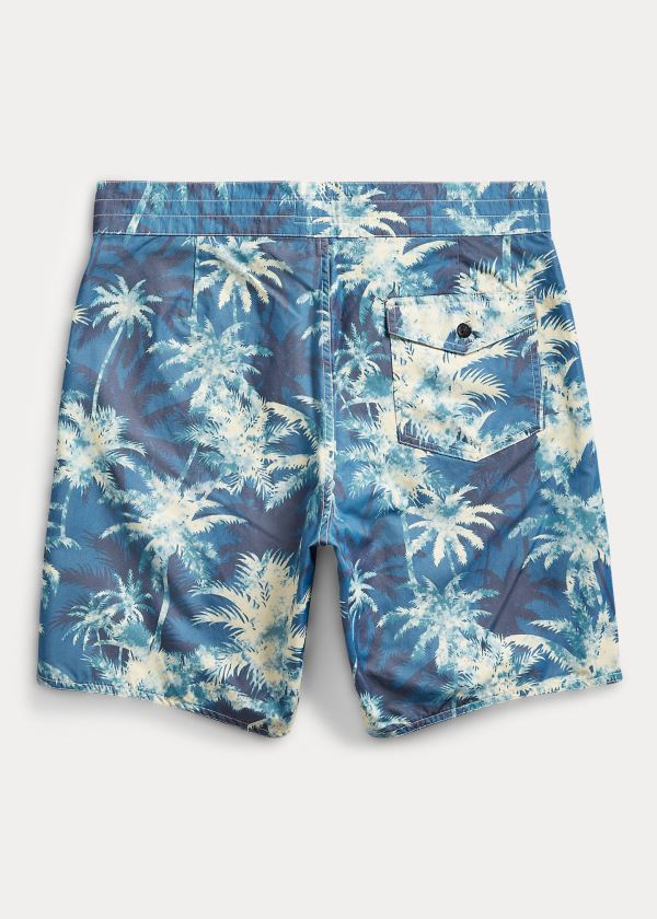 Ralph Lauren Palm Tree-Print Twill Krátké Tmavě Blankyt | hV2Q9nTI