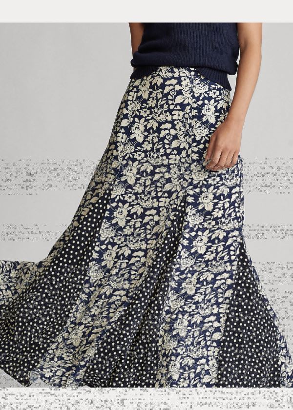 Ralph Lauren Paneled Maxiskirt Tmavě Blankyt Viacfarebný | TmwoztMN