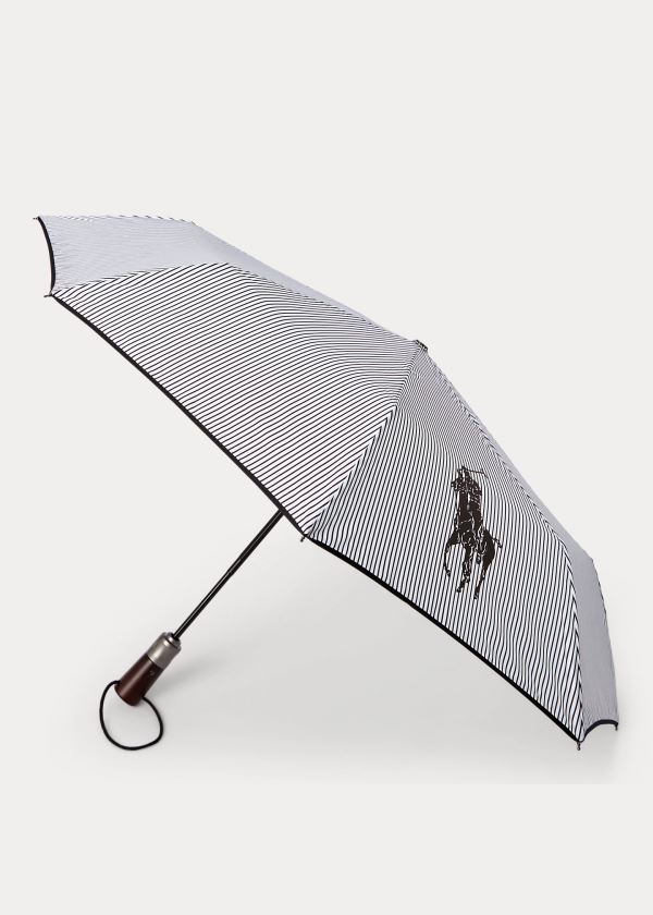 Ralph Lauren Parker Collapsible Umbrella Černé | RxrnyJXB