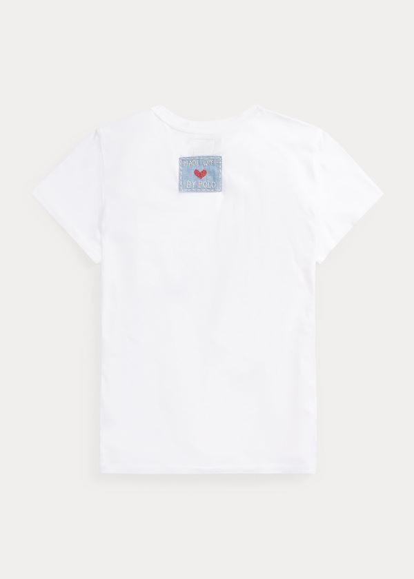 Ralph Lauren Patchwork Flag Bavlněné Tee Bílé | bvUufRSu
