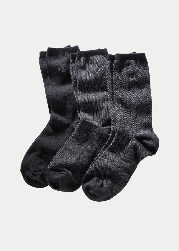 Ralph Lauren Patterned Trouser Sock 3-Pack Černé Viacfarebný | w3J9u66f
