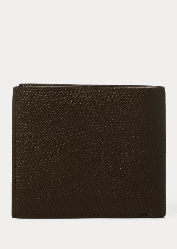 Ralph Lauren Pebbled Læder Billfold Tmavě Hnědé | 02fildSD