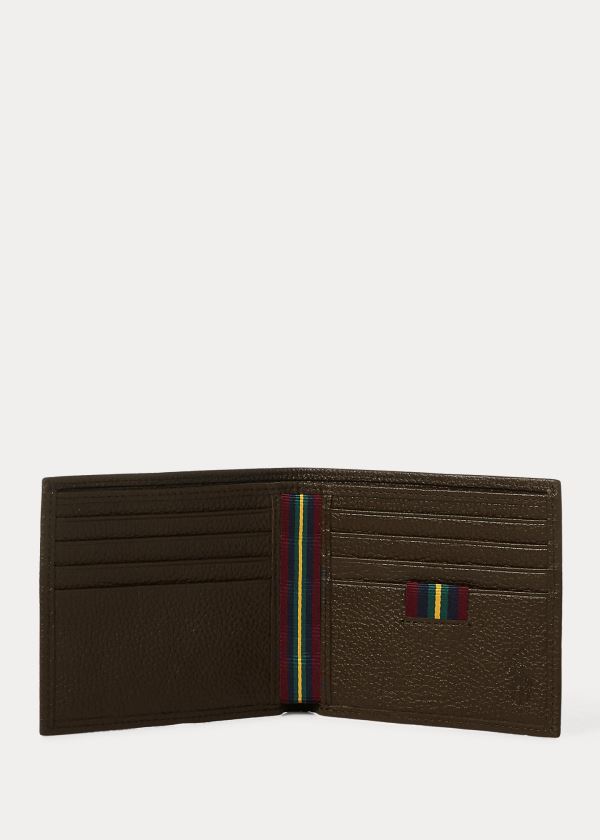 Ralph Lauren Pebbled Læder Billfold Tmavě Hnědé | 02fildSD