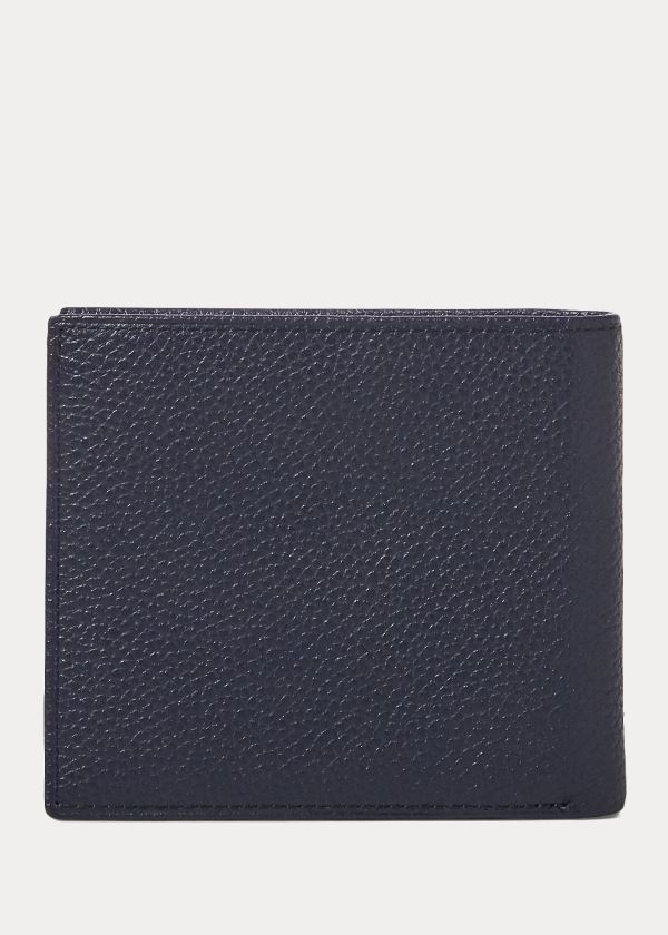 Ralph Lauren Pebbled Læder Billfold Tmavě Blankyt | nvCjKBN5
