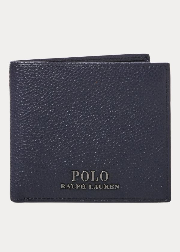 Ralph Lauren Pebbled Læder Billfold Tmavě Blankyt | nvCjKBN5