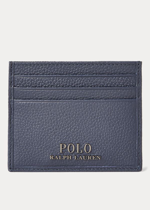 Ralph Lauren Pebbled Læder Card Case Tmavě Blankyt | ueTK71ng