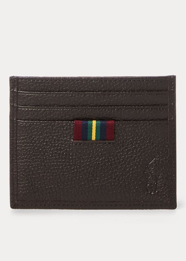 Ralph Lauren Pebbled Læder Card Case Tmavě Hnědé | vOXhVwLX