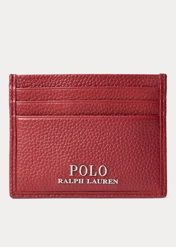 Ralph Lauren Pebbled Læder Card Case Vínové | 6LgQ1cED