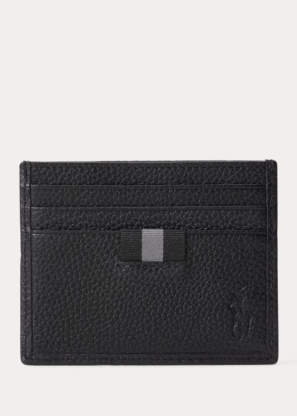 Ralph Lauren Pebbled Læder Card Case Černé | hnlVKNZj