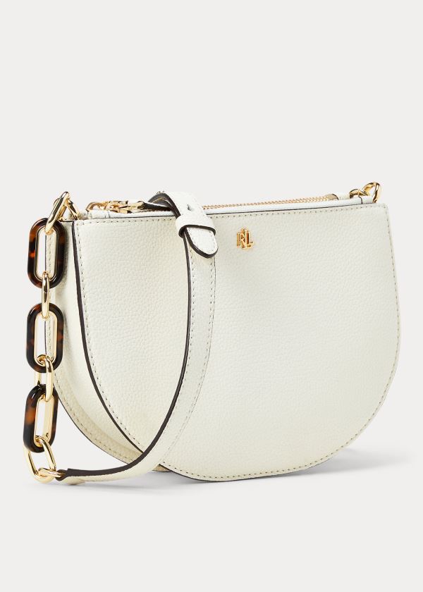 Ralph Lauren Pebbled Læder Crossbody Krém | HjRqw88p