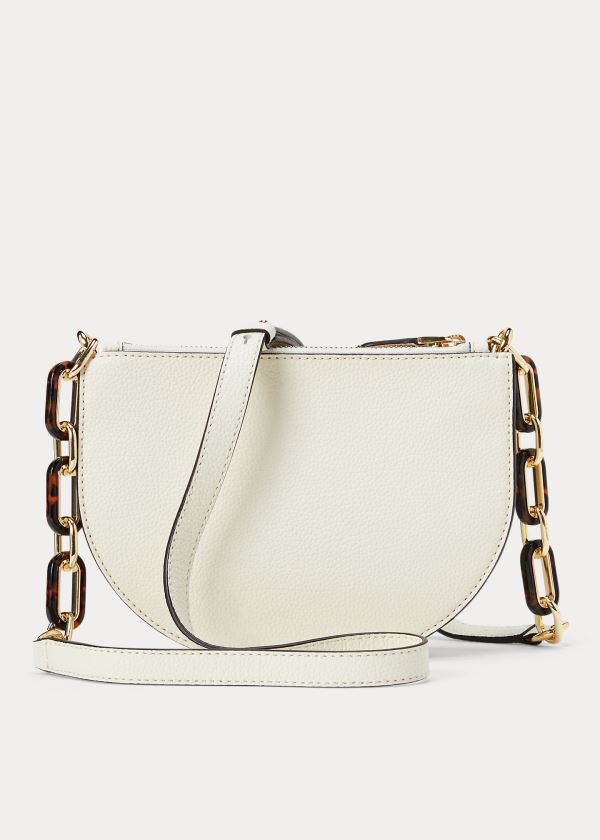 Ralph Lauren Pebbled Læder Crossbody Krém | HjRqw88p