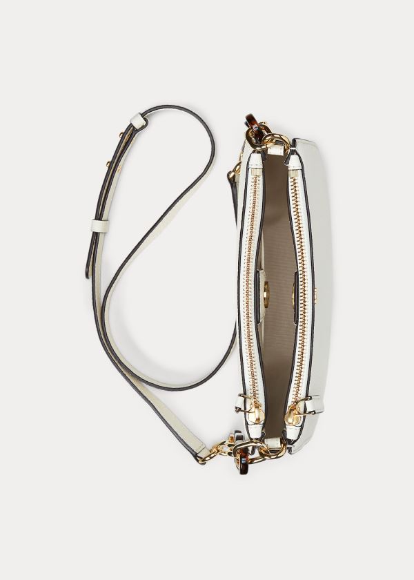 Ralph Lauren Pebbled Læder Crossbody Krém | HjRqw88p