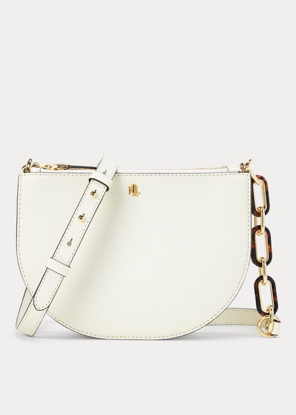 Ralph Lauren Pebbled Læder Crossbody Krém | HjRqw88p