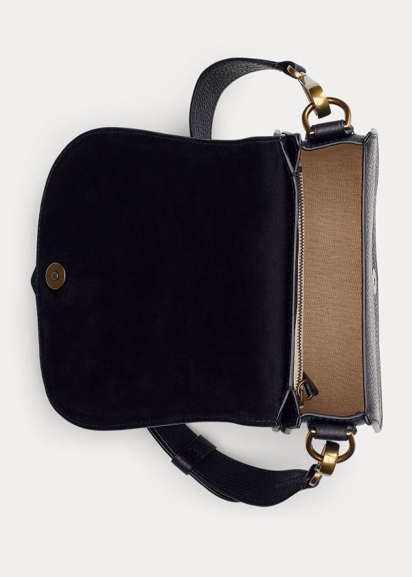 Ralph Lauren Pebbled Læder Lennox Bag Černé | xHtzloEI