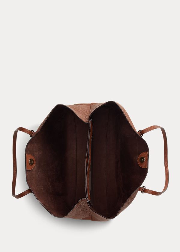 Ralph Lauren Pebbled Læder Lennox Tote Hnědé | oX47weZ0
