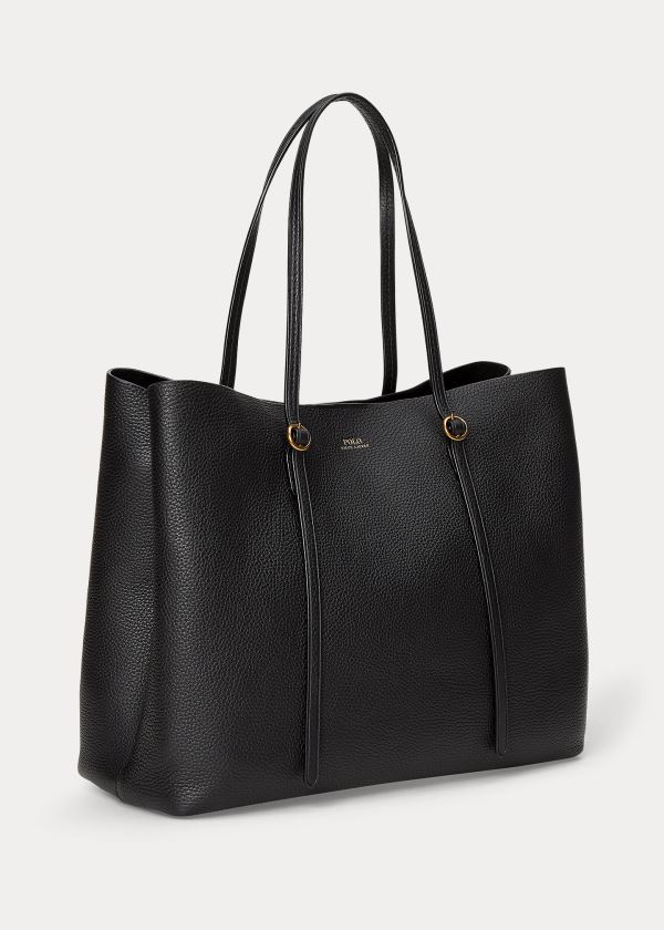 Ralph Lauren Pebbled Læder Lennox Tote Černé | Z3oXPW1r